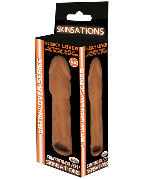 Skinsations Latin Lover 6.5" Husky Extension Sleeve W-scrotum Strap - Bossy Pearl