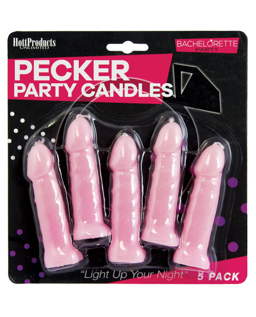 Bachelorette Party Pecker Party Candles - Pink Pack Of 5 - Bossy Pearl