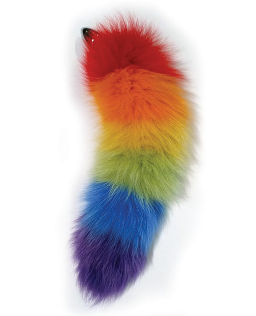 Rainbow Foxy Tail Butt Plug - Bossy Pearl