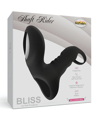 Bliss Shaft Rider Vibrating Cock Ring Sleeve - Black - Bossy Pearl