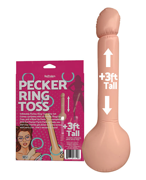 Inflatable Pecker Ring Toss - Asst. Color Rings - Bossy Pearl