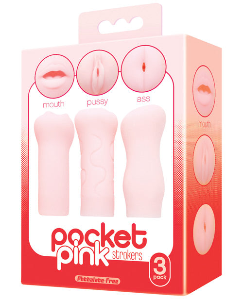 Icon Brands Pocket Pink Strokers - 3- Pack - Bossy Pearl