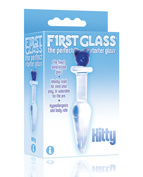 The 9's First Glass Kitty Love Glass Butt Plug - Blue - Bossy Pearl