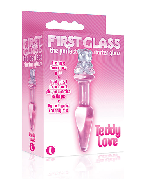 The 9's First Glass Teddy Love Glass Butt Plug - Pink - Bossy Pearl