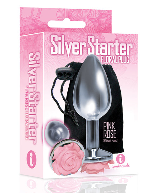 The 9's The Silver Starter Rose Floral Stainless Steel Butt Plug - Bossy Pearl