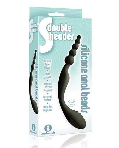 The 9's S Double Header Double Ended Silicone Anal Beads - Bossy Pearl
