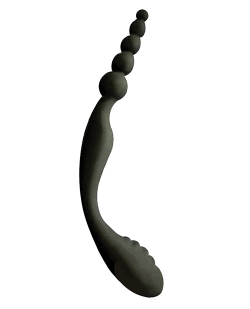 The 9's S Double Header Double Ended Silicone Anal Beads - Bossy Pearl