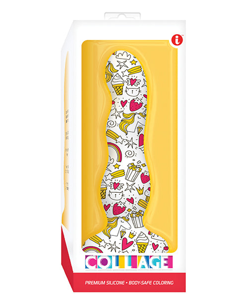 Collage Cupcakes & Unicorns Curvy Silicone Dildo - Bossy Pearl