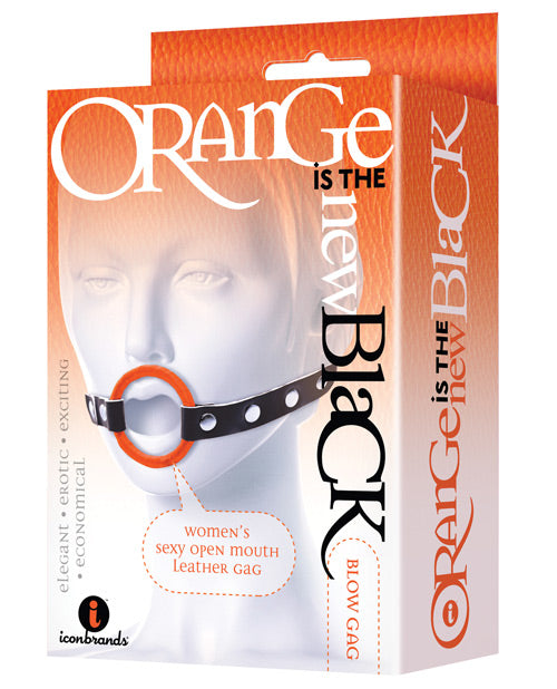 The 9's Orange Is The New Black Blow Gag Open Mouth Leather Gag - Bossy Pearl
