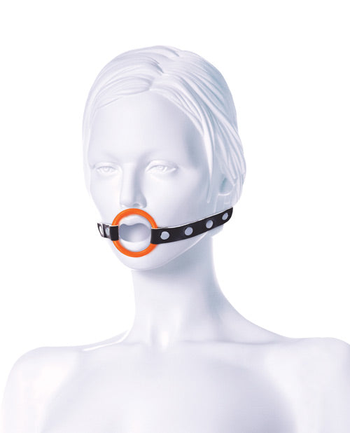 The 9's Orange Is The New Black Blow Gag Open Mouth Leather Gag - Bossy Pearl
