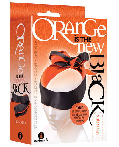 The 9's Orange Is The New Black Satin Sash Reversible Blindfold - Bossy Pearl