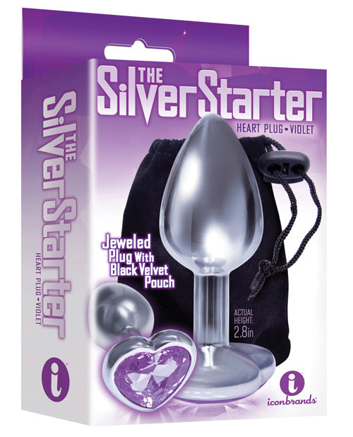 The 9's The Silver Starter Bejeweled Heart Stainless Steel Plug - Bossy Pearl