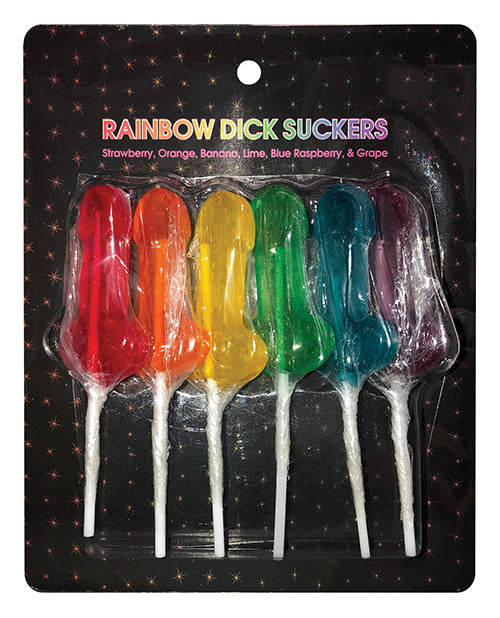 Rainbow Dick Suckers - Asst. Colors-flavors Pack Of 6 - Bossy Pearl