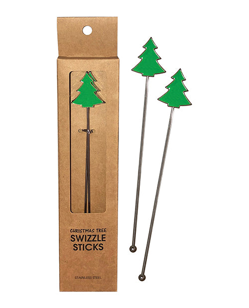 Holiday Tree Reusable Stainless Steel (dishwasher Safe) Swizzle Stick - Pack Of 2 - Bossy Pearl