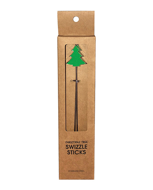 Holiday Tree Reusable Stainless Steel (dishwasher Safe) Swizzle Stick - Pack Of 2 - Bossy Pearl