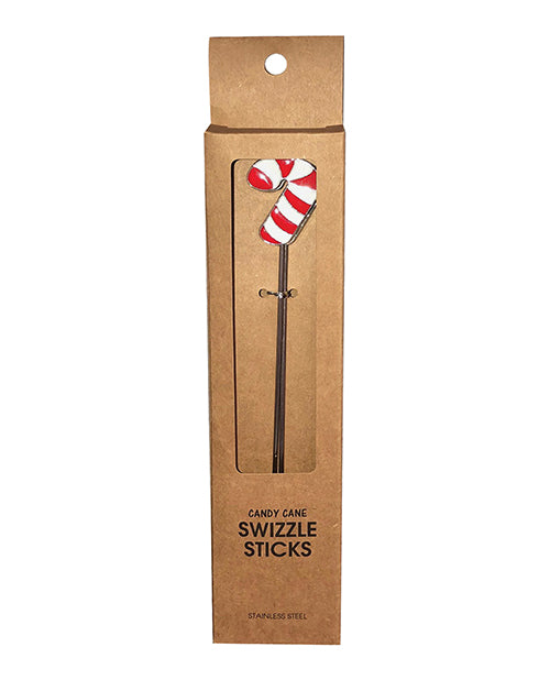 Holiday Candy Cane Reusable Stainless Steel (dishwasher Safe) Swizzle Stick - Pack Of 2 - Bossy Pearl