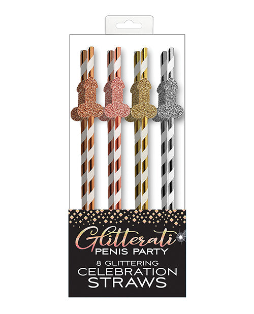 Glitterati Penis Party Straws - Pack Of 8 - Bossy Pearl
