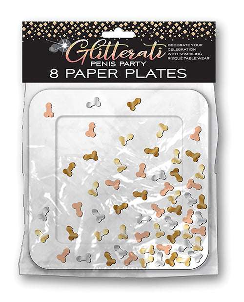 Glitterati Penis Party Pates - Pack Of 8 - Bossy Pearl