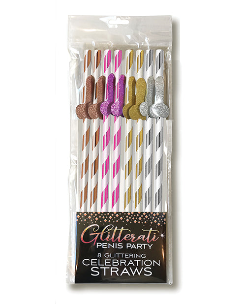 Glitterati Tall Penis Party Straws - Pack Of 8 - Bossy Pearl