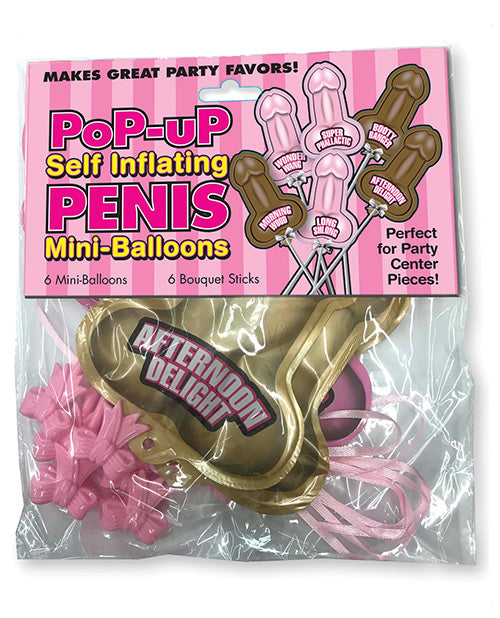 Pop Up Self Inflating Penis Mini Balloons - Pack Of 6 - Bossy Pearl