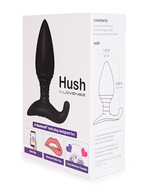 Lovense Hush 1.5" Butt Plug - Black - Bossy Pearl