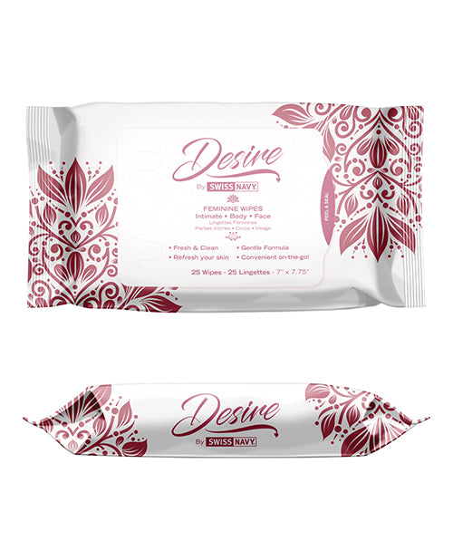 Swiss Navy Desire Unscented Feminine Wipes Pack Of 25 - Bossy Pearl