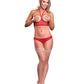 Risque Business Cupless Bra & Crotchless Panty Red