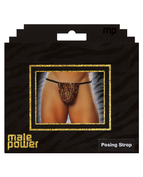 Male Power Posing Strap Thong Animal Print O-s - Bossy Pearl