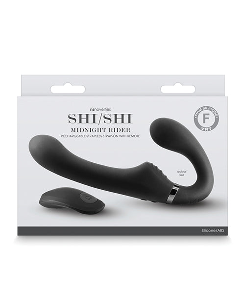 Shishi Midnight Rider Rechargeable Strapless Strap On W-remote - Black