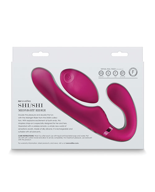 Shishi Midnight Rider Rechargeable Strapless Strap On W-remote - Pink