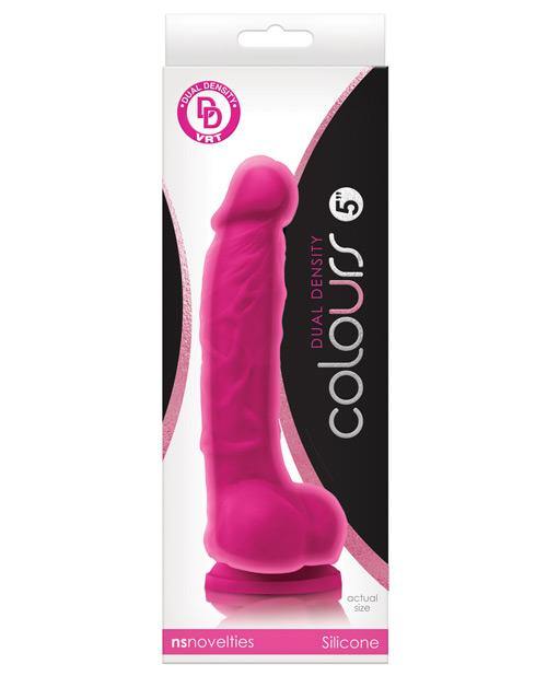 "Colours Dual Density 5"" Dong W/balls & Suction Cup" - Bossy Pearl