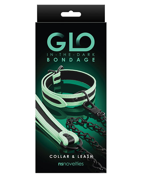 Glo Bondage Collar & Leash - Glow In The Dark - Bossy Pearl