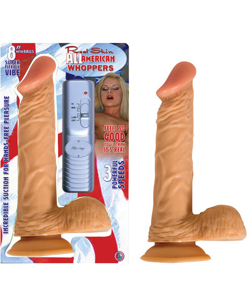 Real Skin All American Whoppers 8" W-balls Vibrating - Bossy Pearl