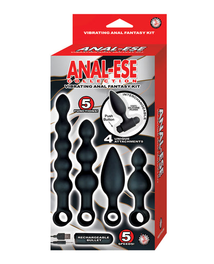 Anal-ese Collection Vibrating Anal Fantasy Kit - Black - Bossy Pearl