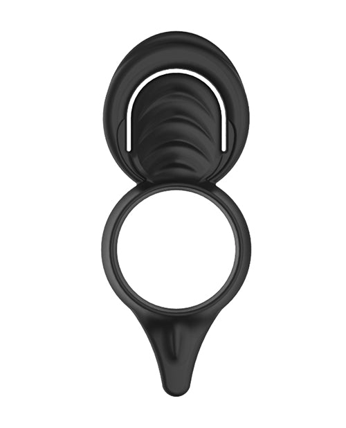 My Cockring Double Loop Cockring & Scrotum Cinch - Black - Bossy Pearl
