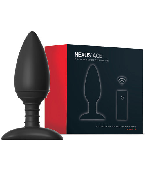 Nexus Ace Remote Control Butt Plug Medium - Black - Bossy Pearl
