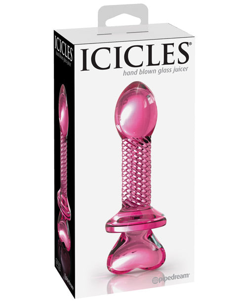 Icicles No. 82 Hand Blown Glass Butt Plug - Ribbed-pink - Bossy Pearl