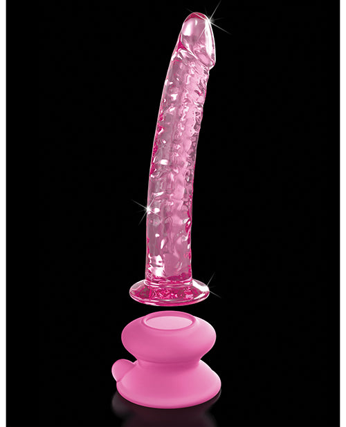 Icicles No. 86 Hand Blown Glass Massager W-suction Cup - Pink - Bossy Pearl