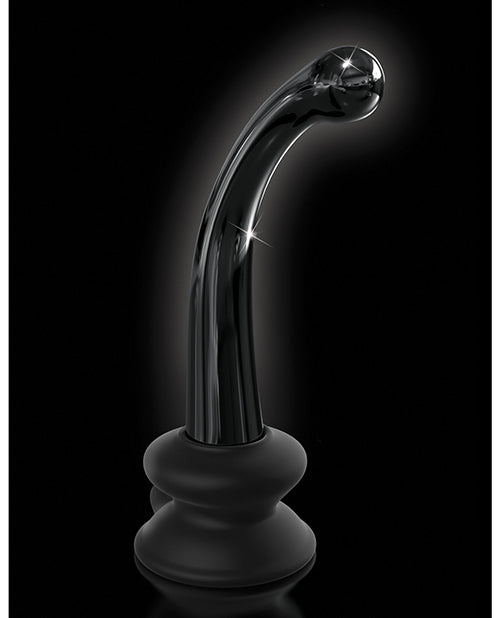 Icicles No. 87 Hand Blown Glass G-spot Massager W-suction Cup -  Black - Bossy Pearl