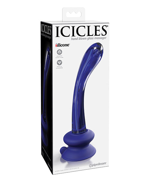 Icicles No. 89 Hand Blown Glass G-spot Massager W-suction Cup -  Blue - Bossy Pearl