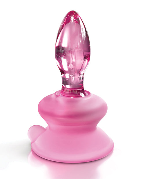 Icicles No. 90 Hand Blown Glass Butt Plug W-suction Cup -  Pink - Bossy Pearl