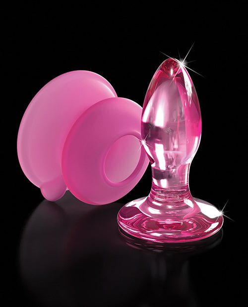 Icicles No. 90 Hand Blown Glass Butt Plug W-suction Cup -  Pink - Bossy Pearl