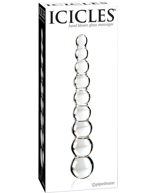 Icicles No. 2 Hand Blown Glass Massager - Clear Rippled - Bossy Pearl