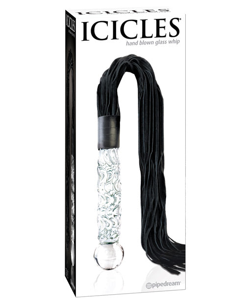 Icicles No. 38 Hand Blown Glass Handled Whip - Clear - Bossy Pearl