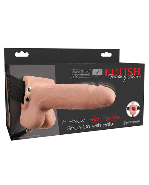 Fetish Fantasy Series 7" Hollow Rechargeable Strap On W-balls - Flesh - Bossy Pearl