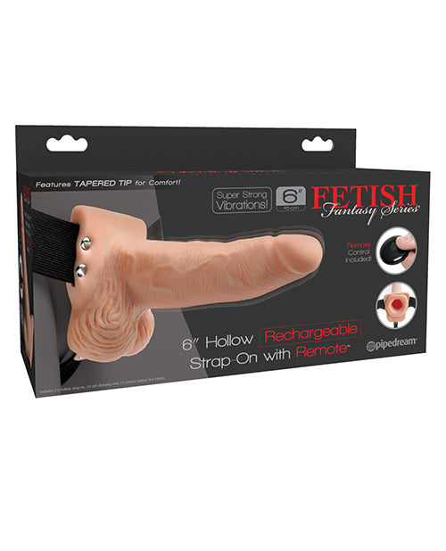 Fetish Fantasy Series 6" Hollow Rechargeable Strap On W-remote - Flesh - Bossy Pearl