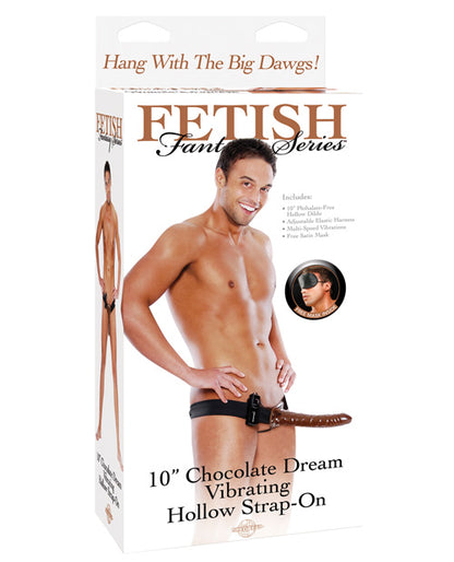 Fetish Fantasy Series 10" Chocolate Dream Vibrating Hollow Strap On - Bossy Pearl