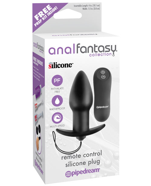 Anal Fantasy Collection Remote Control Silicone Plug - Black - Bossy Pearl