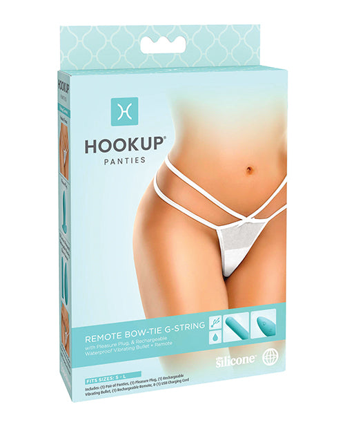 Hookup Panties Remote Bow Tie G String White