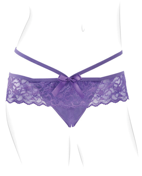 Fantasy For Her Crotchless Panty Thrill Her - Purple - Bossy Pearl